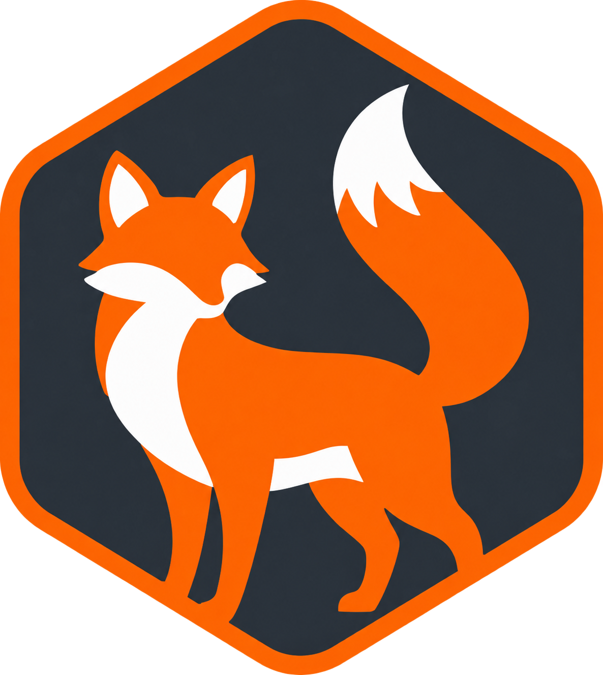 Konicoin’s orange fox inside a charcoal hexagonal emblem